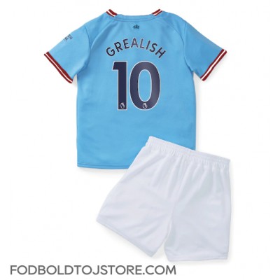 Manchester City Jack Grealish #10 Hjemmebanesæt Børn 2022-23 Kortærmet (+ Korte bukser)